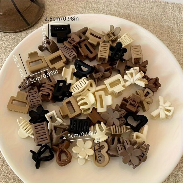 2pcs Random color Brown Mini Claw Clips Little Princess Hairpin Bangs Elastic Band Random Styles - Image 4