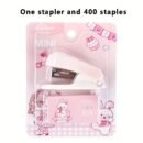 Pink Mini Stapler - Portable Manual Paper Binding Tool for Students & Office Use, Compact Design, Up to 35 Nailed Sheets, Multifunctional Small Stationery Essential