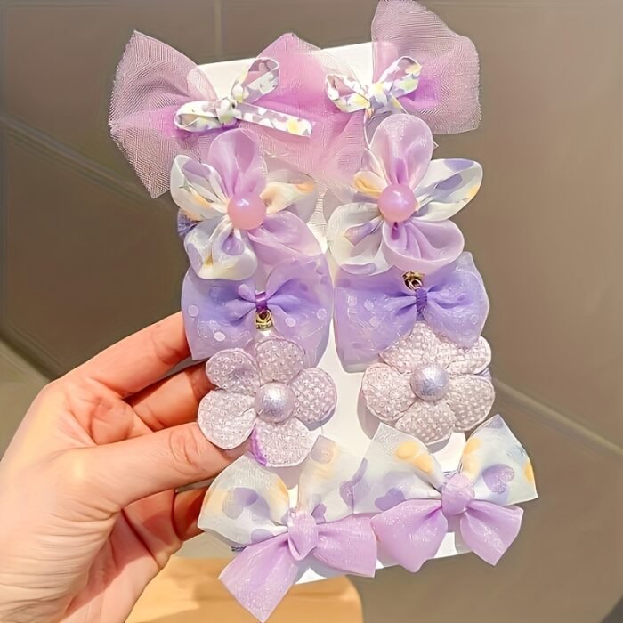 10pcs Candy Color Hair Barrettes Bowknot Shaped Hair Clips Flower Shaped Hair Fringe Clips For Women And  daily use - Image 3