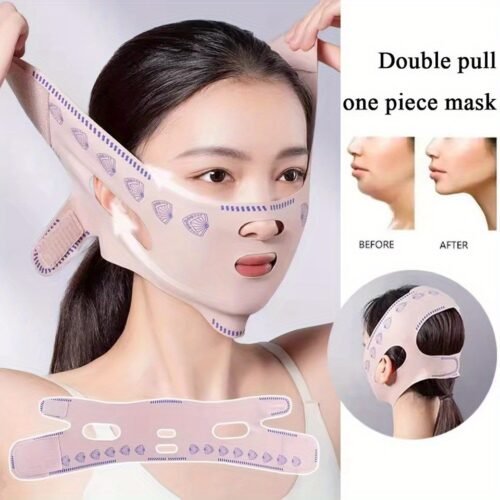 [Gentle Care] V-Line Face Shaper and Slimming Bandage - Chin Cheek Lift Up Belt Mask with Facial Massage Strap, Non-Scented, Skin Tightening Mask for Contouring and Firming, Facial Shaping Belt|Vneckline Shaper| Skin Firming Mask, Face Lifting Belt
