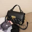 Women's Vintage Mini Handbag with Detachable Chain Strap & Pattern - Golden-Tone Hardware, Square Shape, Coffee Brown/Light Brown/White/Black - Casual & Formal Everyday Crossbody Shoulder Bag