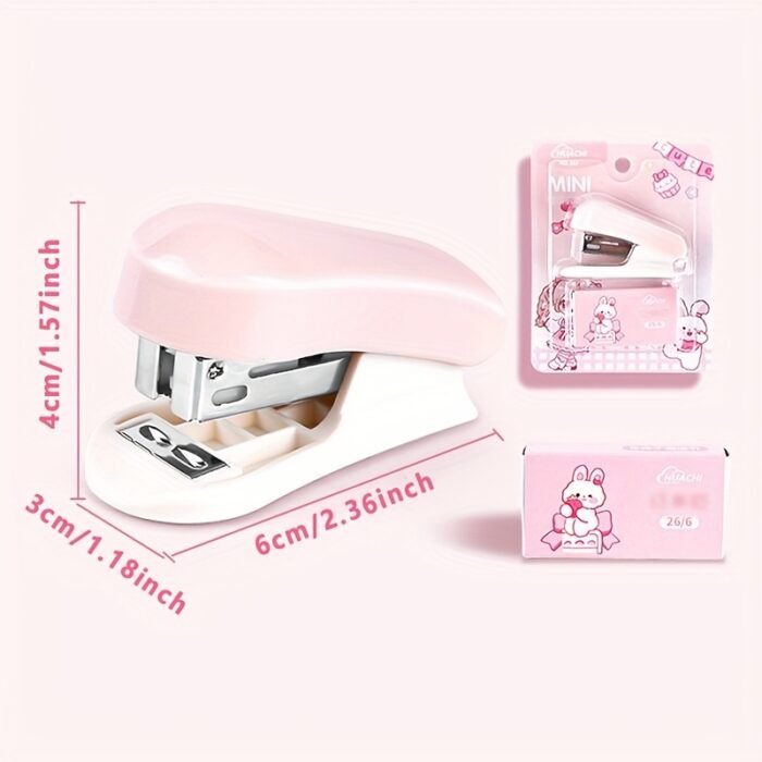 Pink Mini Stapler - Portable Manual Paper Binding Tool for Students & Office Use, Compact Design, Up to 35 Nailed Sheets, Multifunctional Small Stationery Essential - Image 4