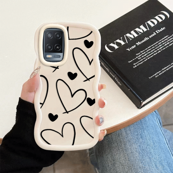 Shockproof Anti-Slip Durable Anime Minimalist Heart Phone Case for OPPO A54 - Image 5