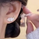 Elegant French Tea Flower Earrings - Sparkling Rhinestone & Zinc Alloy, 925 Sterling Silver Posts, Perfect for Daily Wear, Parties, and Banquets, Party Accessories | Floral Earrings | Rhinestone Embellishments