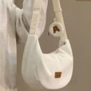 Women'S Casual Corduroy Shoulder Bag - Lightweight, Adjustable Strap, Zipper Closure, Polyester Lining, Edge Paint Detail, Preppy Style, Ideal for Hiking, Cycling, and Everyday Use, Casual Accessory | Casual Style Bag | Lightweight Bag