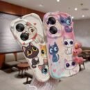 NY0117 NYW for Vivo for VIVO Y28 Y29 Y39 Y18S Y03 Y04 45G Phone Case Featuring a Cute Black And White Cat And Girl Design, Providing Soft Protection Against Drops And Shocks While Being Anti-Fouling.
