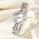 Women's Rhinestone Flower Design Bracelet Watch, Perfect for Birthday Gifts and Casual Attire