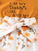 JOPGEEY Baby Girl Summer Romper - "I'm My Daddy'S Girl & My Girl" Floral Print Short Sleeve Bodysuit with Ruffled Hem & Belt, Stretchy Casual Outfit for Toddlers (Shoe Not Included), Baby Girl Outfits, Easy Dressing Baby, Comfortable Toddler Wear, Perfect for Outdoor