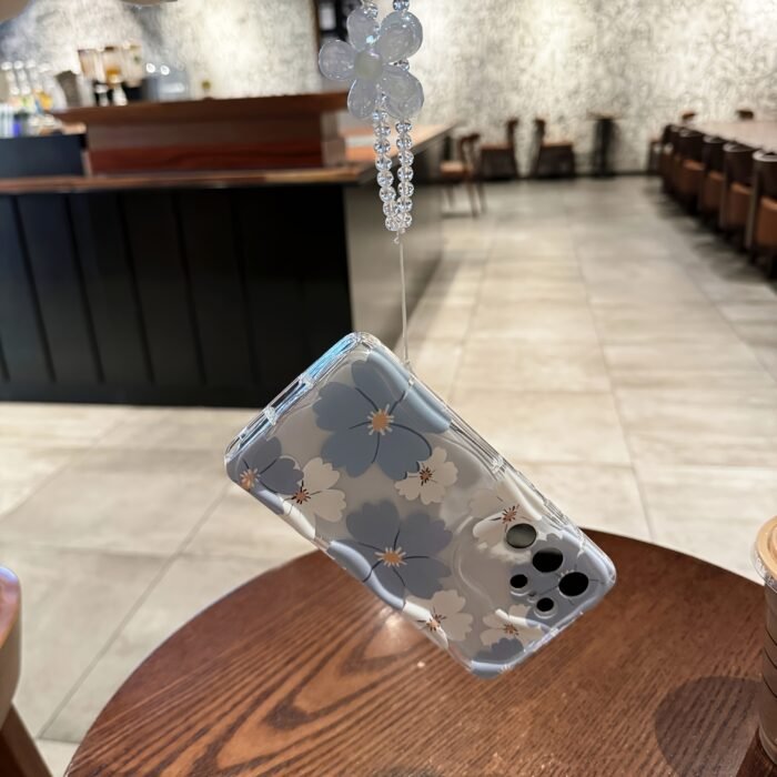 This Blue And White Floral Design Is Suitable for The for galaxy for samsung S25 ULTRA Phone Case, Compatible with Models Like S24 FE, A36 Transparent, A56/A16, And Others Including A15, S24/S24 ULTRA, A25/A26, A54/A55-5G, A13-4G. It Features a Flower Bead Chain And a Portable Strap for Models S25, S22+/S22 Ultra, S23, S23 Plus, And A05S/S20 FE/A53/A35/A34/A24/S21. - Image 6
