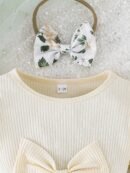 Baby Girl's Summer Floral Print Puff Sleeve Dress with Bow Detail - Lightweight Casual Outfit for Infants, Perfect for Outdoor Play, Holidays & Gift Giving, Baby Girl Dresses, Holiday Infant Wear, Ruffled Sleeve Design, Soft Material, Toddler Clothing