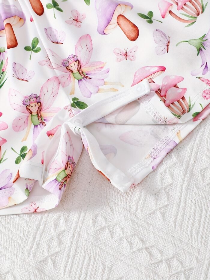 Newborn Baby Girl Summer Outfit - Sleeveless Sweet Floral Print Romper with Ruffled Spaghetti Straps & One-Shoulder Design, Soft Breathable Fabric for Casual Wear, Hand Wash Only, Elegant Babywear | Comfortable Baby Clothes, Baby Girl Clothes, Perfect for Outdoor - Image 6