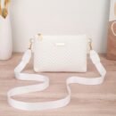 2025 New Women'S V-Text Quilted Crossbody Bag - Detachable Shoulder Strap Zipper Closure, Beige/Black, Fashionable Handbag for Casual and Formal Occasions, Multi-Functional Accessory with Polyester Lining and Golden Hardware, Suitable for All Four Seasons