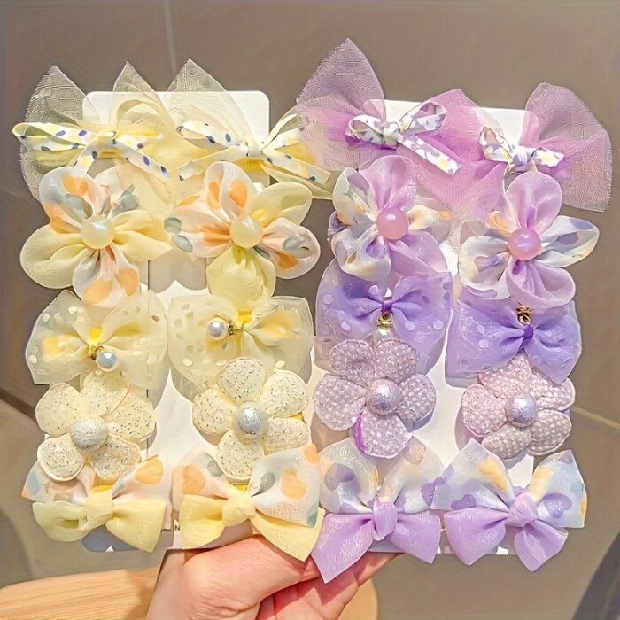 10pcs Candy Color Hair Barrettes Bowknot Shaped Hair Clips Flower Shaped Hair Fringe Clips For Women And  daily use - Image 7