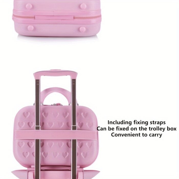 14 Inch Sandwich Cat Design Multifunctional Trolley Luggage Compartment - Grease-Resistant Makeup Travel Case with 4 Wheels, Pink Suitcase for Cosmetics Storage, Unisex for Men & Women, Luggage for Travel, Playful Aesthetic, Easygrip Handle - Image 10