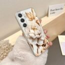 Golden Lotus Phone Case for Samsung for galaxy A02 A03S A04 A05S A06 A13 A14 A15 A16 5G A21S A22 A23 A24 A25 A26 A32 A34 A35 A36 A50 A52 A53 A54 A55 A55 A56 A73 S21 Ultra S22 Plus S23+ S24 FE S48 Cartoon Transparent Dropproof All-Inclusive TPU Phone Case Simple Fashion Shockproof Softshell Protective Case Ideas, Phone Case Protective, Designer Phone Case, Phone Protection, Modern Phone Cover, Trendy Device Accessory, Flexible Phone Shell, Protective Phone Cover, Everyday Accessories