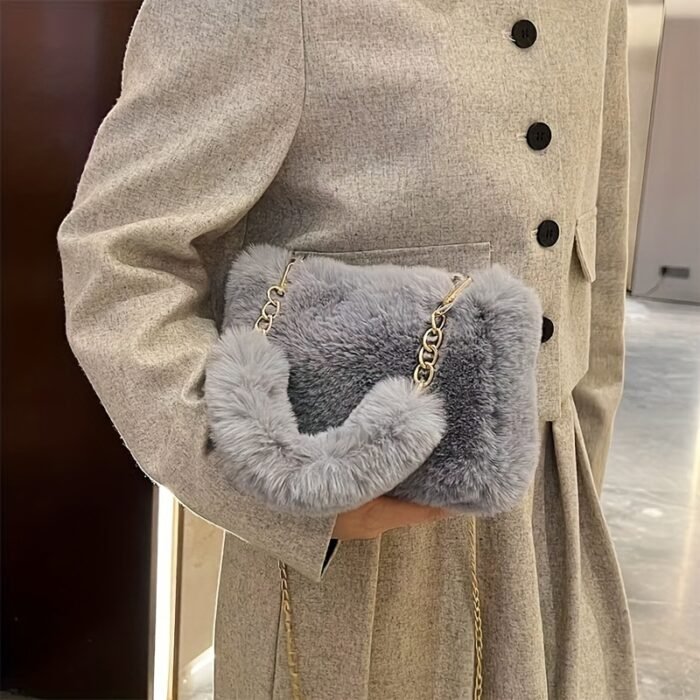 1pc Autumn/Winter Plush Handbag, Fashionable Crossbody Shoulder Bag for Women with Adjustable Strap, Lightweight Stylish Small Square Bag, Zipper Closure and Synthetic Lining, 5 Color Options - Image 12