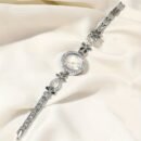 Women's Rhinestone Flower Design Bracelet Watch, Perfect for Birthday Gifts and Casual Attire
