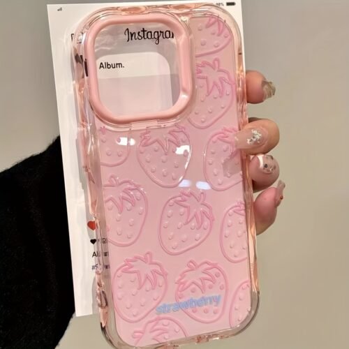 Cute And Stylish Dopamine Jelly Fruit Phone Case, Suitable for Apple for iphone 17/16/XR/11/12/13/14/15 Plus Pro Max/Plus And Other Models. Durable, Stain-Resistant, And Fingerprint-Proof, Making It a Perfect Birthday Gift for Your Girlfriend, Boyfriend, Spouse, Or Friends. Available in Blue Jelly with Blue Frame And Pink Jelly with Pink Frame Featuring Cherry And Strawberry Designs, Phone Case(s), Case