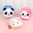 Cute Cartoon Animal Plush 1pc Backpack - Lightweight Polyester, Adjustable Straps, Embroidered Zip Closure, Hand Wash - Sky Blue Panda & Friends Design, Ideal for College, Gift for Age 3+