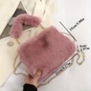 1pc Autumn/Winter Plush Handbag, Fashionable Crossbody Shoulder Bag for Women with Adjustable Strap, Lightweight Stylish Small Square Bag, Zipper Closure and Synthetic Lining, 5 Color Options