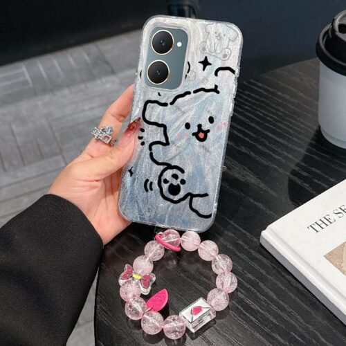 IQOO Z9 LITE5G Cute Line Dog Bracelet Combination Set phone Case for IQOO Z9 LITE5G with pet Shock proof design perfect for popular