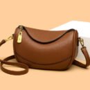 Women'S Vintage Crossbody Bag - Brown Purse with Adjustable Strap, Zipper Closure, Elegant Everyday & Formal Handbag for Women, Durable Fabric Construction, Crossbody Purse, Versatile Accessory, Textured Finish, Goldtone Hardware