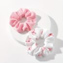2pcs Soft Fabric Hair Ties - Solid Color & Floral Butterfly Print Hair Accessories, Fresh & Simple Style for Women Teens, Valentine’s Day Gifts, Everyday Casual Wear