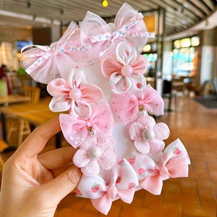 10pcs Candy Color Hair Barrettes Bowknot Shaped Hair Clips Flower Shaped Hair Fringe Clips For Women And  daily use