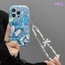 A fashionable trendy butterfly print, and a thick shockproof phone case with a unique design, cute print with a lanyard chain phone protection case suitable for Apple series 11, 12, 13, 14, 15, 16 Pro Max and Samsung series.