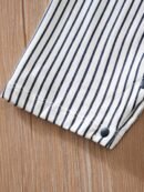 Baby Boys Casual Striped Short Sleeve Lapel Collar Romper Clothes, Suitable For Outdoor Wear