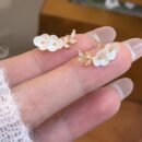 Elegant French Tea Flower Earrings - Sparkling Rhinestone & Zinc Alloy, 925 Sterling Silver Posts, Perfect for Daily Wear, Parties, and Banquets, Party Accessories | Floral Earrings | Rhinestone Embellishments
