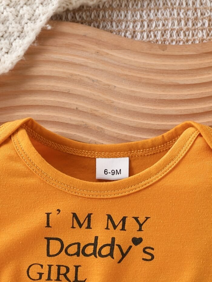 JOPGEEY Baby Girl Summer Romper - "I'm My Daddy'S Girl & My Girl" Floral Print Short Sleeve Bodysuit with Ruffled Hem & Belt, Stretchy Casual Outfit for Toddlers (Shoe Not Included), Baby Girl Outfits, Easy Dressing Baby, Comfortable Toddler Wear, Perfect for Outdoor - Image 3