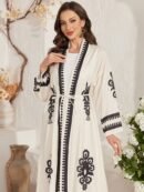 Two-Piece Women's Traditional Arabic Abaya Set, Including One Long Vest and One Open Cardigan