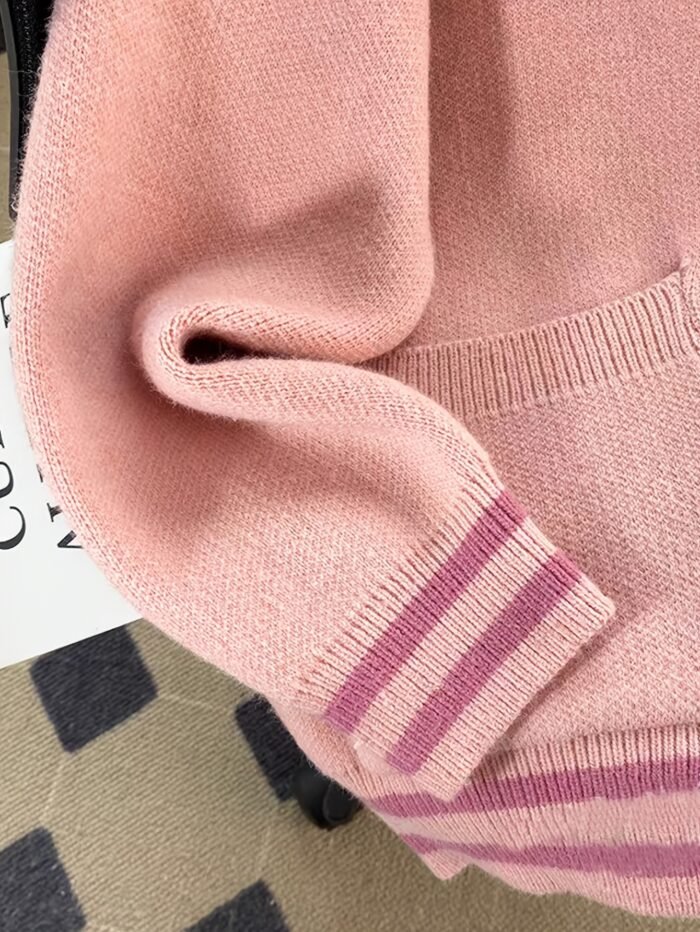 Women'S Color Block Cardigan - V-Neck with Tie-Front, Button-Up Sweater Jacket in Navy Blue & White, Long Sleeve for Fall/Winter, Cozy Casual Outerwear - Image 9