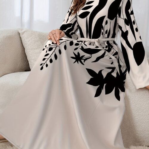 Women's Elegant Arabic/Korean-Inspired Abaya Dress with Mandarin Collar & Puff Sleeves - Long Train Maxi Gown, Belted Waist, A-Line -Length Dress for Weddings, Parties, Muslimah Fashion (Machine Washable)