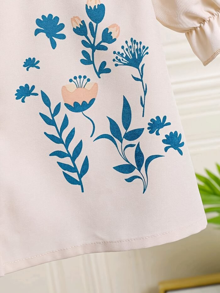 Casual Fashion Two-Piece Set with Floral Print Round Neck Short Sleeve Top and Ruffle-Trimmed Skirt, Perfect for Outdoor - Image 5