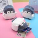 Adorable Penguin-Themed Compact Zip Wallet for Women - Soft Corduroy Material, Mixed Colors, ID Card Compartment, Polyester Lined, Modern Style - Perfect Gift Choice, Penguin Gifts