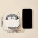 Adorable Penguin-Themed Compact Zip Wallet for Women - Soft Corduroy Material, Mixed Colors, ID Card Compartment, Polyester Lined, Modern Style - Perfect Gift Choice, Penguin Gifts