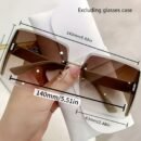 Oversized Ombre Rimless Fashion Glasses for Women & Men - Stylish Golden-Tinted Lenses, Casual Fashion Eyewear, PC Material, Perfect for Casual Attir