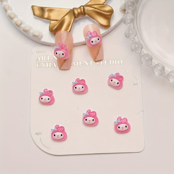 50pcs Sanrio Series Nail Art Rhinestone Kits - Kawaii Cat Kuromi Melody Colorful Resin Rhinestones for DIY Manicure - Image 4