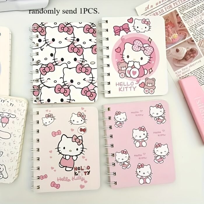 Sanrio for hello kitty Spiral Notebook - Pink, Cute Stationery Gift, Durable Plastic Spiral Binding Journal, Office Planning Decor, Fun Design, Practical Notebook, Anime Theme, Paper Material, No Feathers, for Hello Kitty Notebook | Playful Design | Durable Plastic Binding, for Hello Kitty Accessories - Image 2