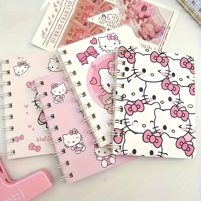 Sanrio for hello kitty Spiral Notebook - Pink, Cute Stationery Gift, Durable Plastic Spiral Binding Journal, Office Planning Decor, Fun Design, Practical Notebook, Anime Theme, Paper Material, No Feathers, for Hello Kitty Notebook | Playful Design | Durable Plastic Binding, for Hello Kitty Accessories - Image 5