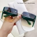 Oversized Ombre Rimless Fashion Glasses for Women & Men - Stylish Golden-Tinted Lenses, Casual Fashion Eyewear, PC Material, Perfect for Casual Attir