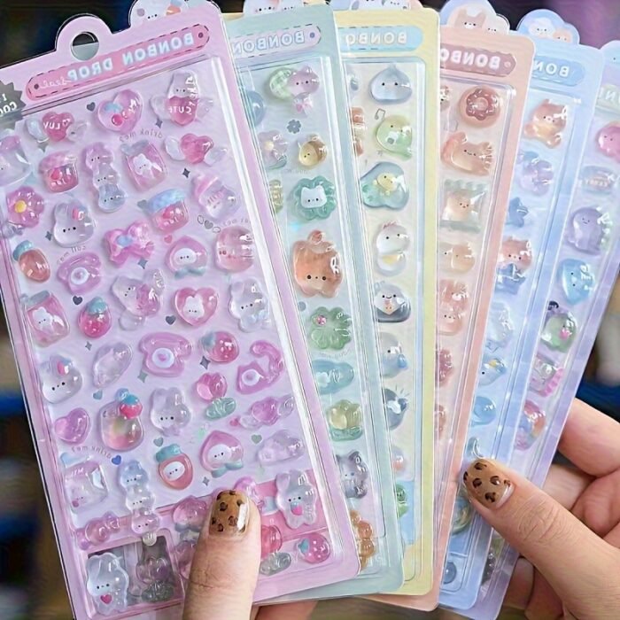 More than 300 different cute 3D stickers-light color design, suitable for mobile phone shell, hand curtain decoration and handicraft, fun stickers, diary embellishment, three-dimensional stickers - Image 9