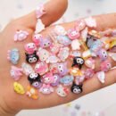 50pcs Sanrio Series Nail Art Rhinestone Kits - Kawaii Cat Kuromi Melody Colorful Resin Rhinestones for DIY Manicure
