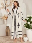 Two-Piece Women's Traditional Arabic Abaya Set, Including One Long Vest and One Open Cardigan