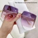 Oversized Ombre Rimless Fashion Glasses for Women & Men - Stylish Golden-Tinted Lenses, Casual Fashion Eyewear, PC Material, Perfect for Casual Attir