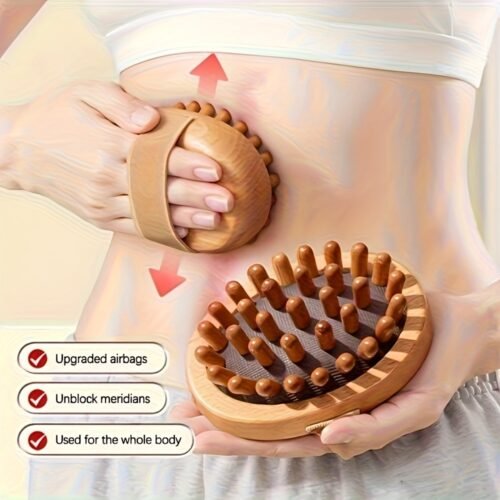 1 or 2 Pieces Natural Wooden Handheld Massager Body Brush for Muscle Relaxation, Sauna SPA Head Massage - Suitable for 12 Months & 4 Seasons
