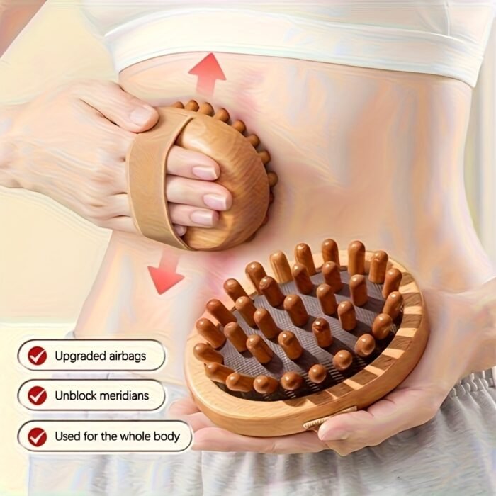 1 or 2 Pieces Natural Wooden Handheld Massager Body Brush for Muscle Relaxation, Sauna SPA Head Massage - Suitable for 12 Months & 4 Seasons