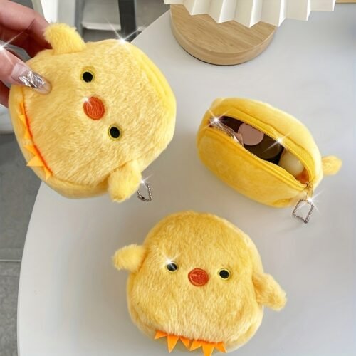 1pc Cute Chick Coin Purse with Keychain - Mini Wallet, Soft Plush Chick Wallet with Zipper Closure, Compact Everyday Purse for Women, s, Teens - Perfect Gift for Birthdays, Valentine's, Graduation - Cute Animal Wallet for Keys, Cash, Cards